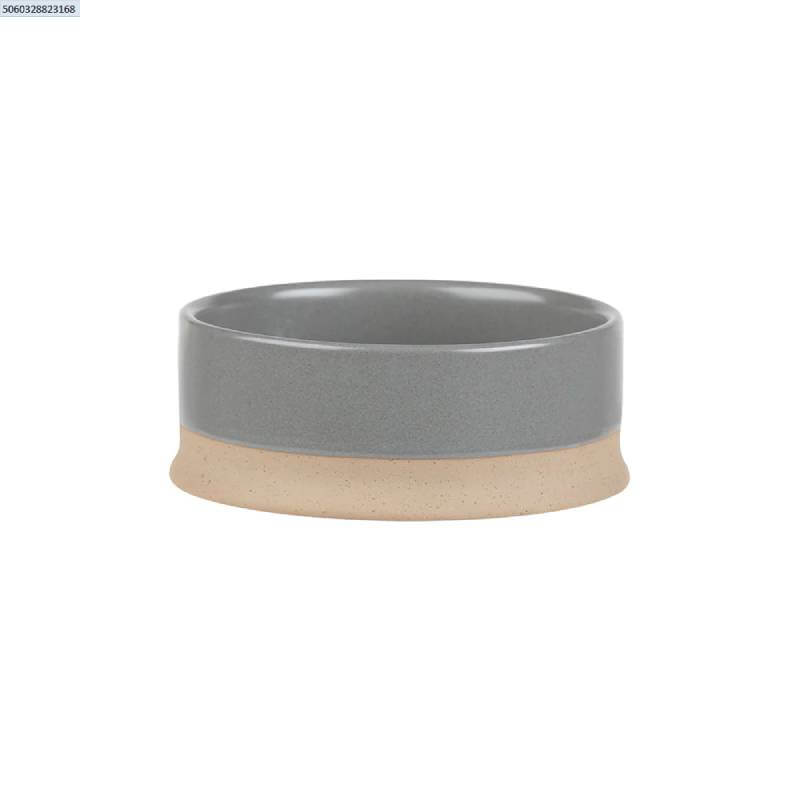 Scruffs Scandi Non Tip Bowl, 16cm, grey stoneware with matte finish, shown front on white.