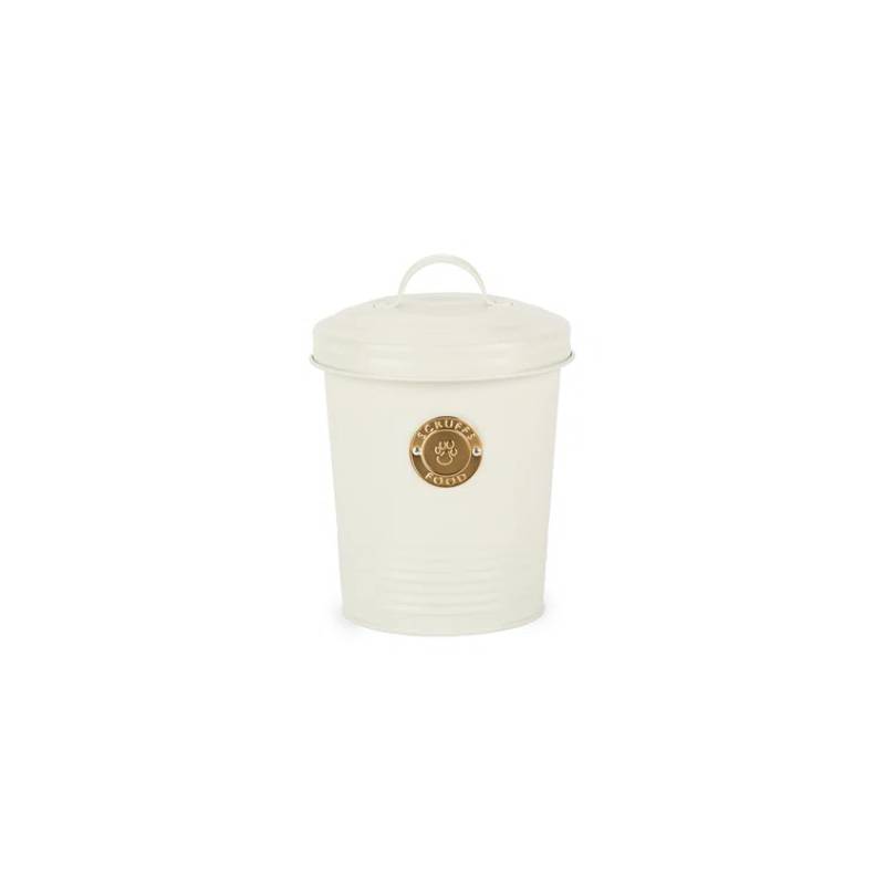 Scruffs Cantina Treat Canister Cream 2Ltr—BPA free white metal with lid and brown front label.