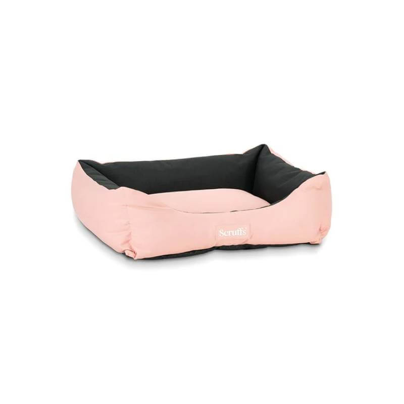 Scruffs Expedition Box Bed Large Rose Quartz—pink, black, water-resistant with raised sides.