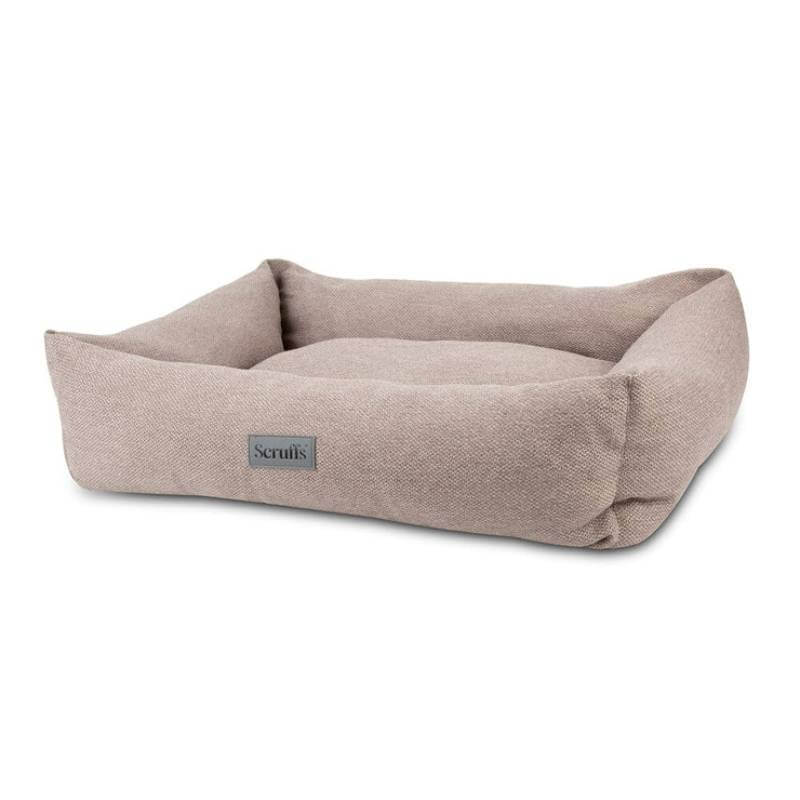 Scruffs Seattle Box Bed XL Stone Grey: rectangular grey pet bed with raised sides, washable.