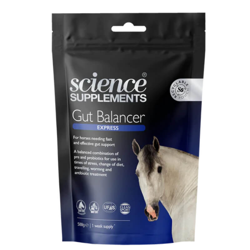 Science Supplements Gut Balancer Express 588g with pre &amp; probiotics for horse gut health.