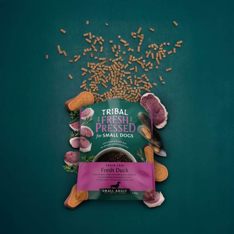 Tribal Fresh Pressed Dry Dog Food Adult Small Breed Duck by Tribal, for small breed dogs.