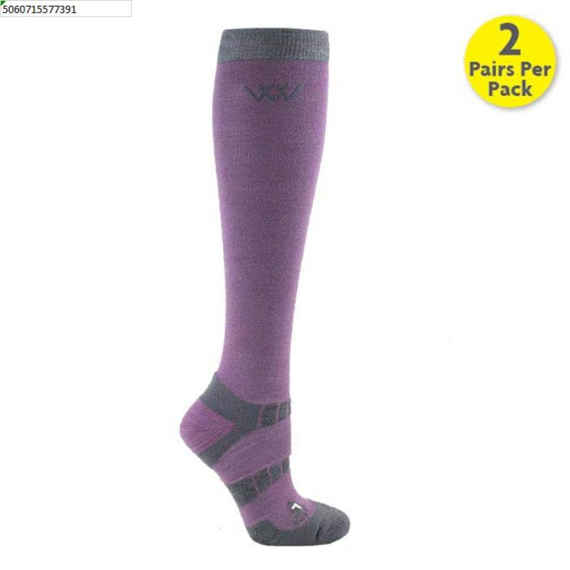 Woof Wear WW Long Bamboo Waffle Riding Socks Lilac/Grey, 2 pairs per pack.