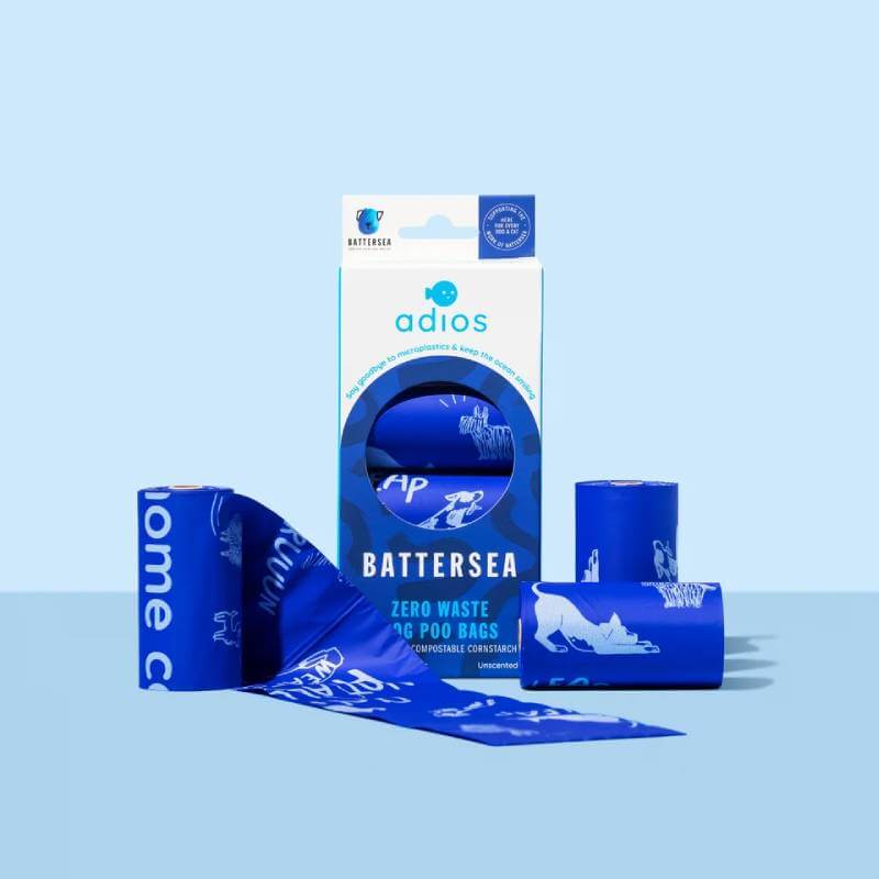 Adios Compostable Dog Poo Bags Without Handles Battersea Edition 4pk 48 Bags