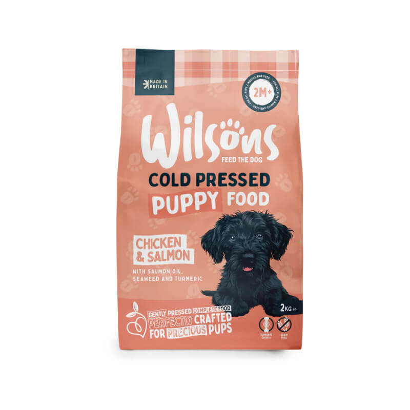 Wilsons Cold Pressed Dog Food Puppy, grain free, chicken &amp; salmon flavor for puppies.