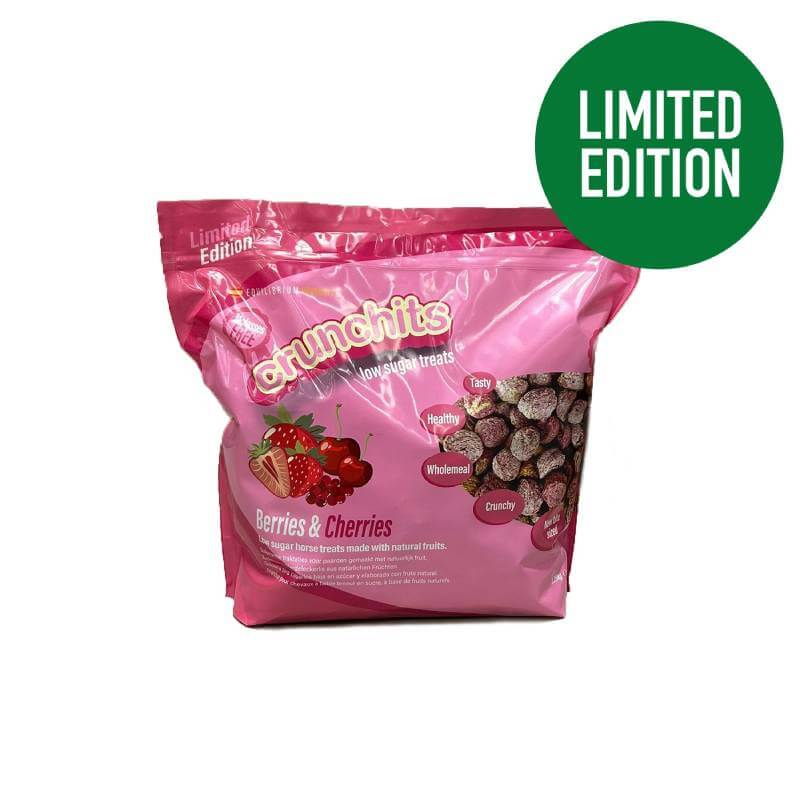 Equilibrium Crunchits Berries &amp; Cherries 2.25kg, low sugar, limited edition pink bag.