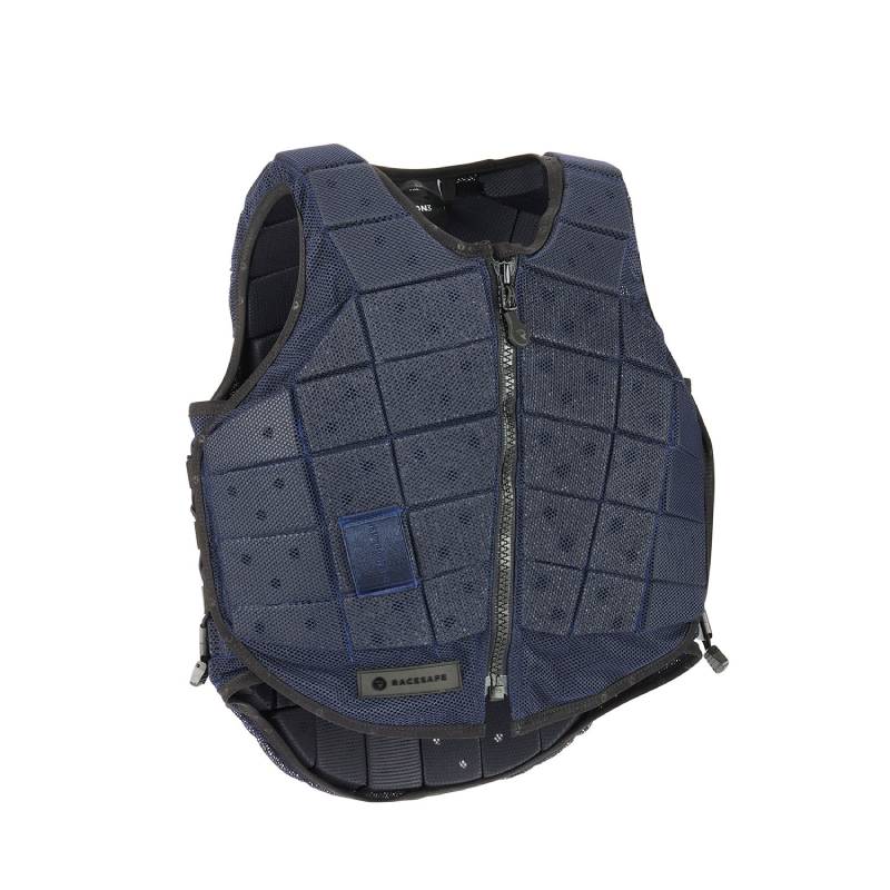 Racesafe Motion 3 Navy vest: zippered, grid panels for young rider body protection.
