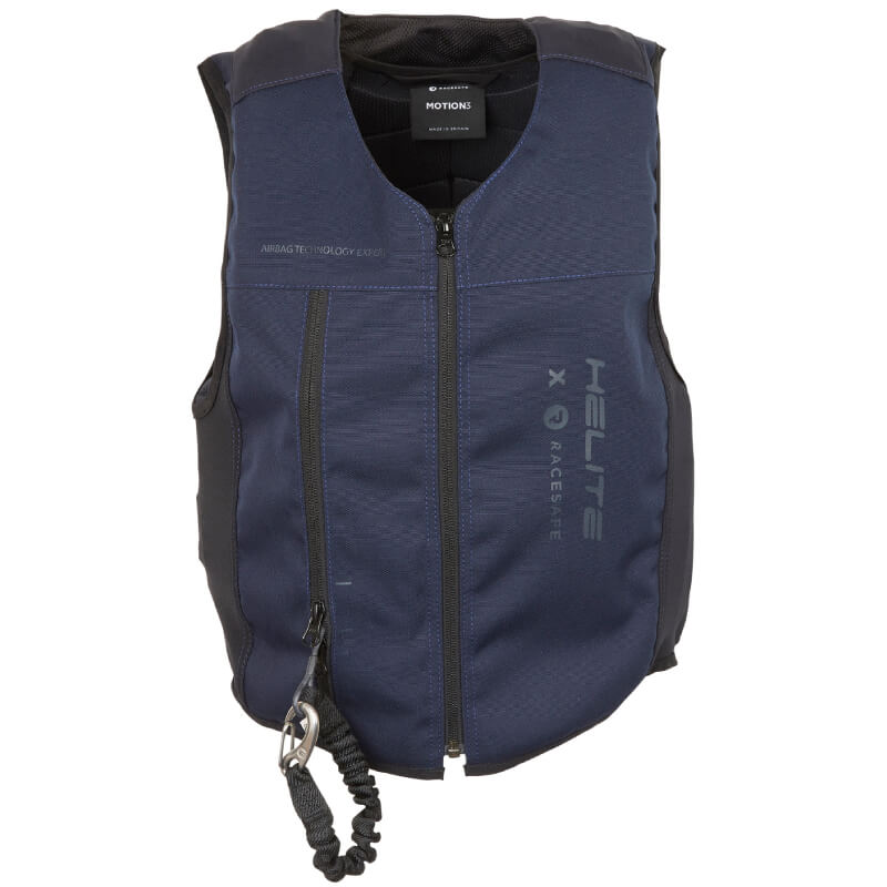 Racesafe Motion Air Jacket Navy Young Rider with body protector and advanced airbag technology.