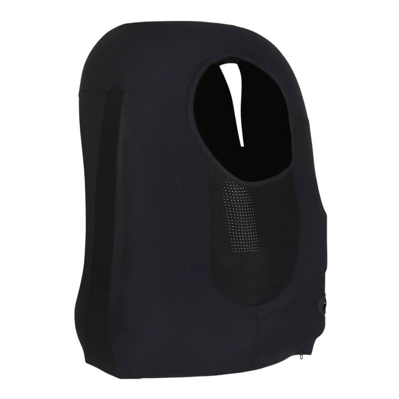 Racesafe VeloAir Adult: Black full-coverage hood with mesh ventilation for equestrian safety.