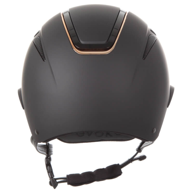 Evoke Callisto Wide Peak Black/Rose Gold Equestrian Riding Helmet