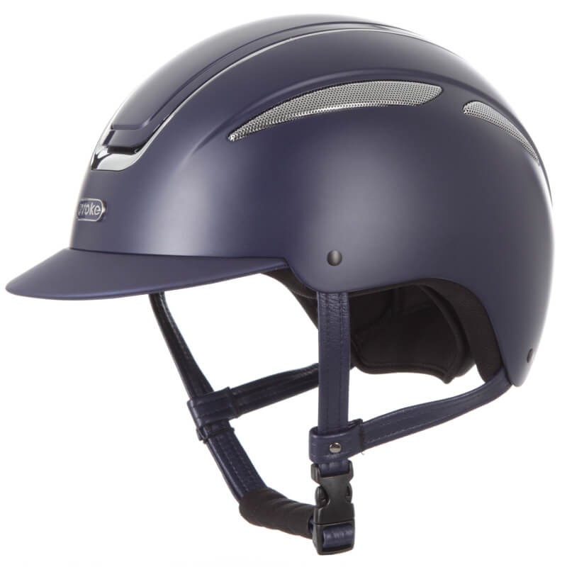 Evoke Callisto Classic Peak Equestrian Riding Helmet Navy/Chrome