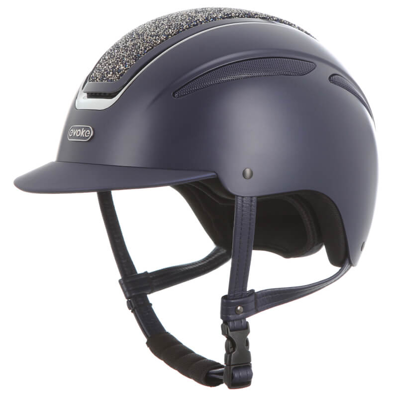 Evoke Callisto Classic Peak Navy/Navy Crystal Equestrian Riding Helmet-Pet n Pony-Evoke