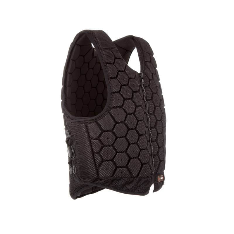 Evoke HEX6 Black Body Protector for adults with hex pattern, side lacing, and Fit-go system.