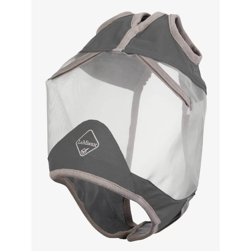 LeMieux Armourshield Pro Standard Fly Mask Grey with ear covers, soft edging, and logo.