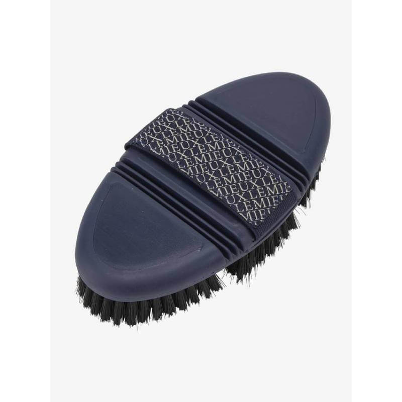 LeMieux Flexi Soft Body Brush Navy with synthetic bristles and an oval grip.