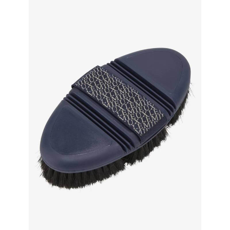LeMieux Flexi Horse Hair Body Brush Navy with black bristles and a flexible handle.
