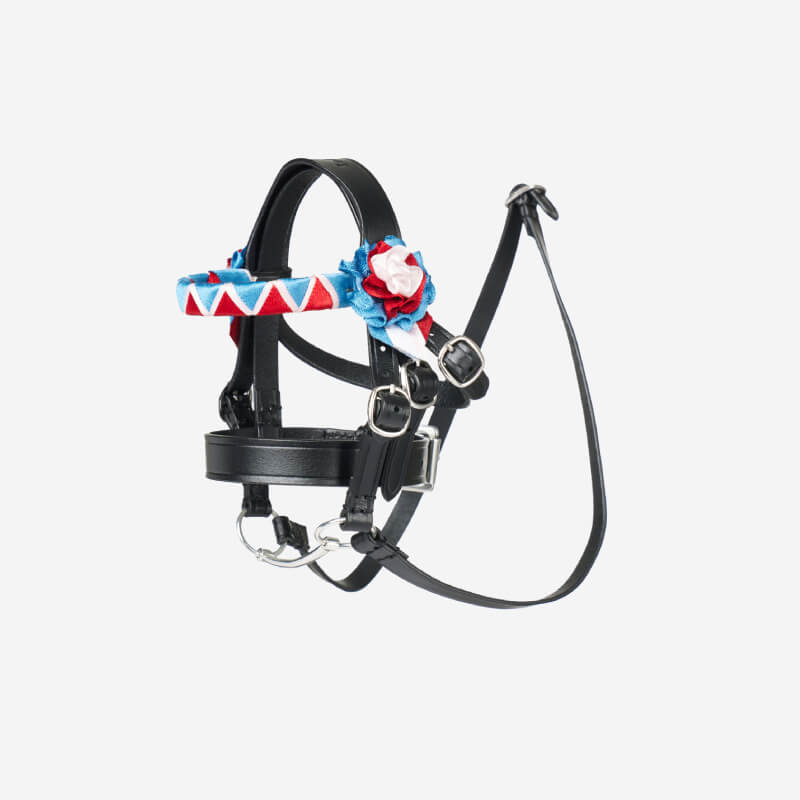 LeMieux Lemieux Toy Pony Showing Bridle Black with floral detail and adjustable buckles.