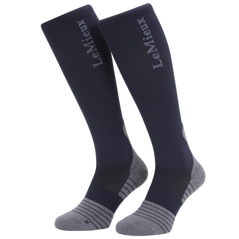 LeMieux Performance Socks Navy with arch support and LeMieux branding on the sides.