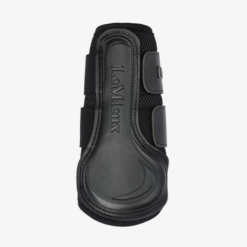 LeMieux Mesh Brushing Boot Black, front view, for equine leg protection.