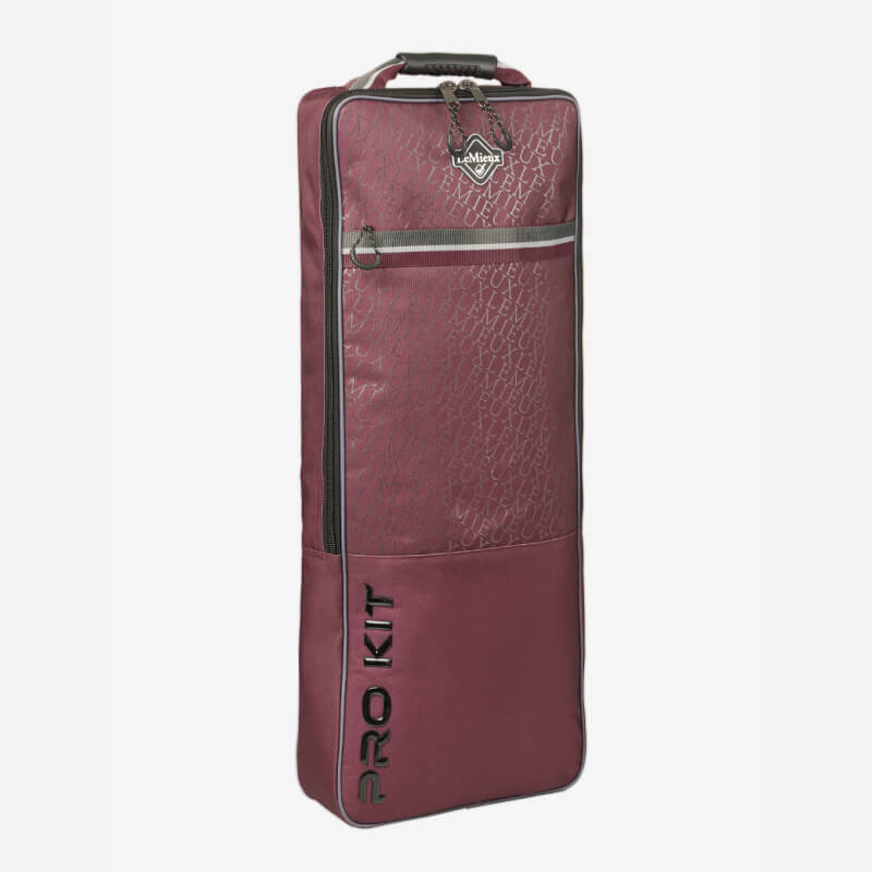 LeMieux Elite Pro Bridle Bag Burgundy with PRO KIT text and a top handle.