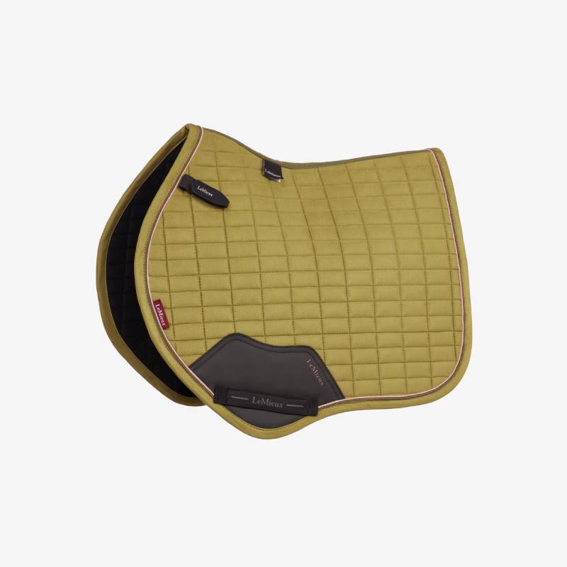 LeMieux Suede Close Contact Square Gooseberry jumping pad with bamboo-blend lining.