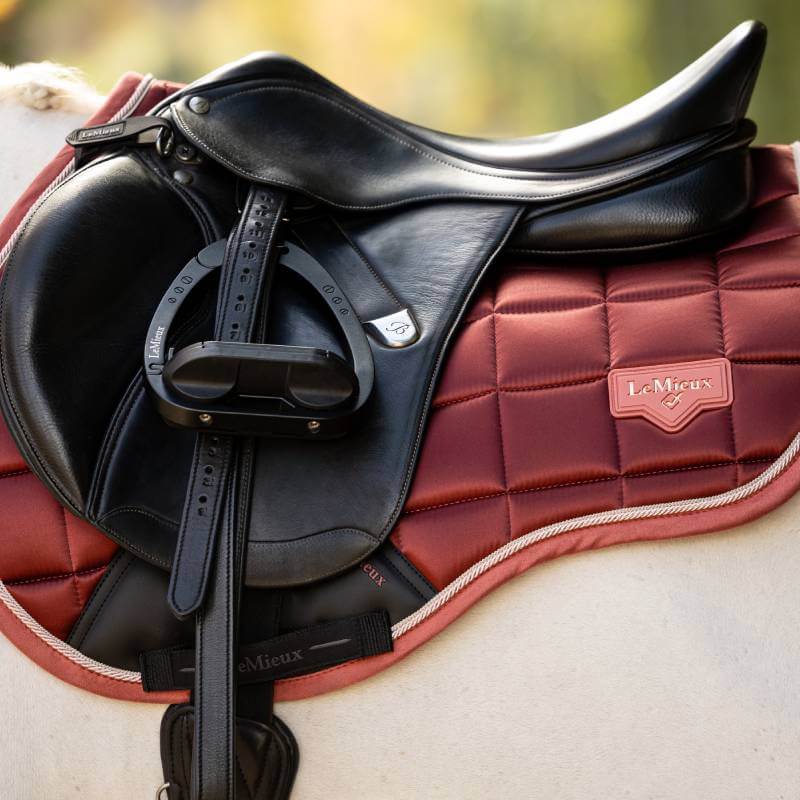 LeMieux Loire Classic GP Square Russet saddle pad with breathable bamboo lining.