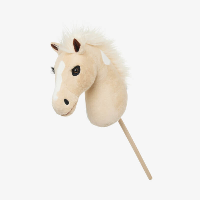 LeMieux Hobby Horse Lemon: a beige plush toy horse with stick and white mane by LeMieux.