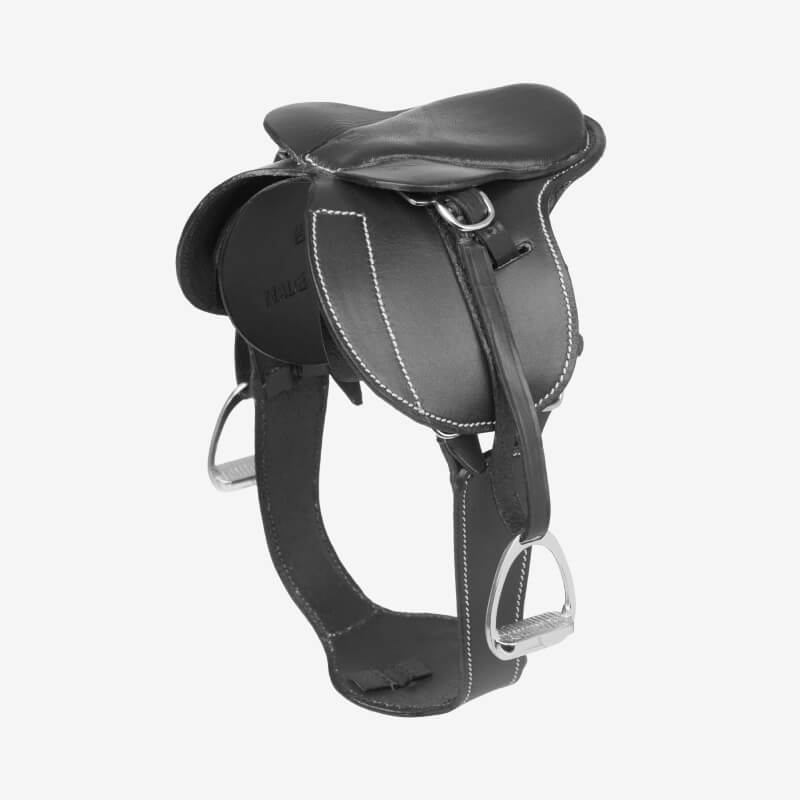 LeMieux Toy Pony Jump Saddle &amp; Stud Girth Black by LeMieux with metal stirrups, white stitching.
