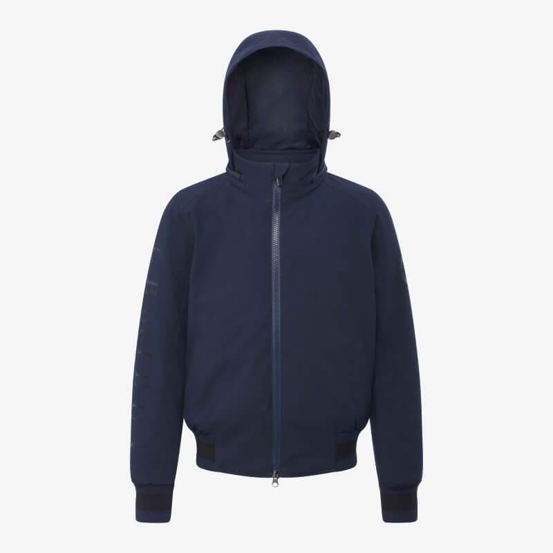 LeMieux Young Rider Team Jacket Navy with hood and zipper, shown on a plain white background.