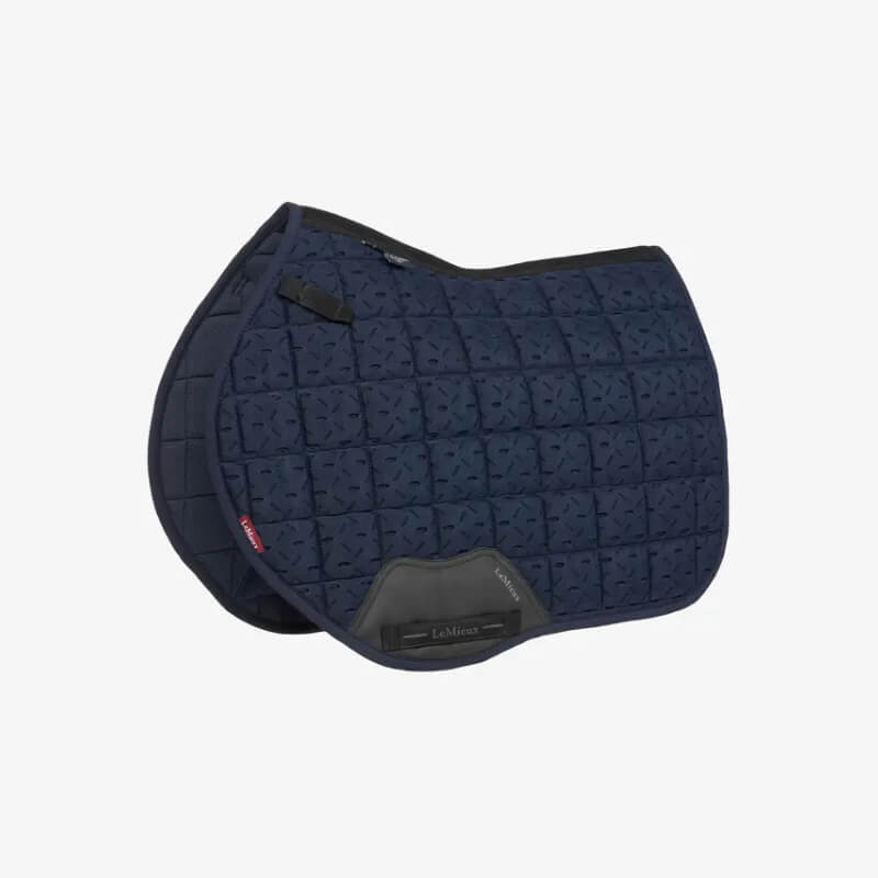 LeMieux 3D Mesh Self-Cool Eurojump Square Navy features geometric pattern and cooling fabric.