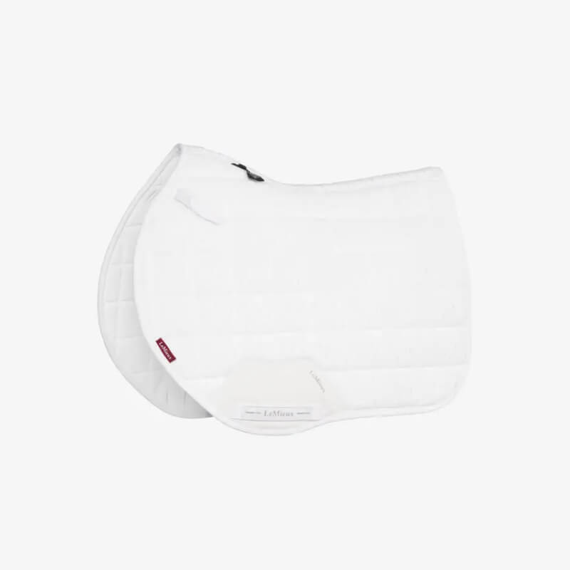 LeMieux 3D Mesh Self-Cool Eurojump Square Saddle Pad in White on a plain background.