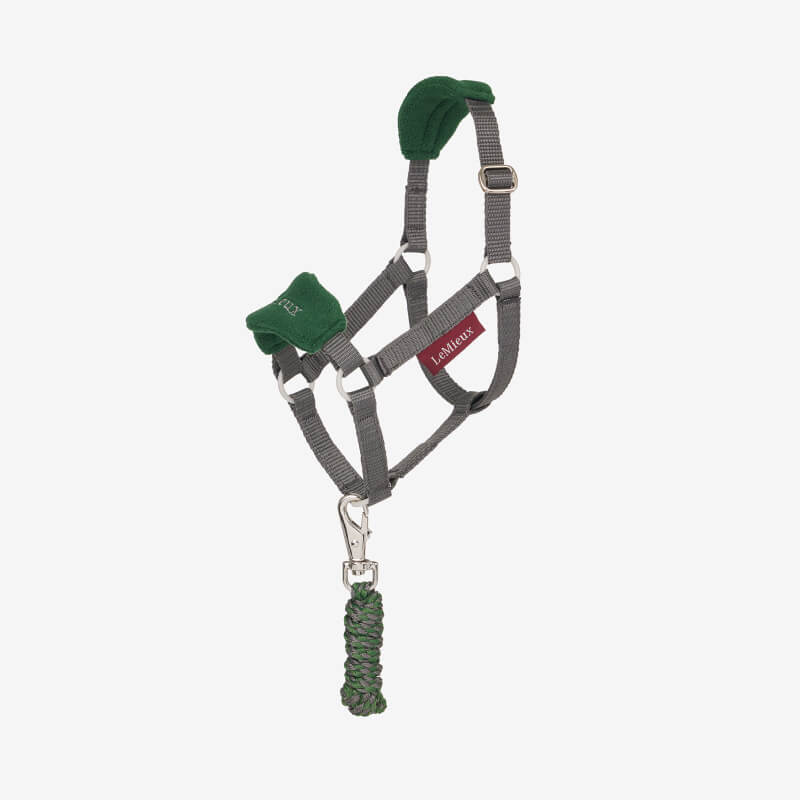 LeMieux Hobby Horse Vogue Headcollar Hunter Green with padded fleece and matching leadrope.