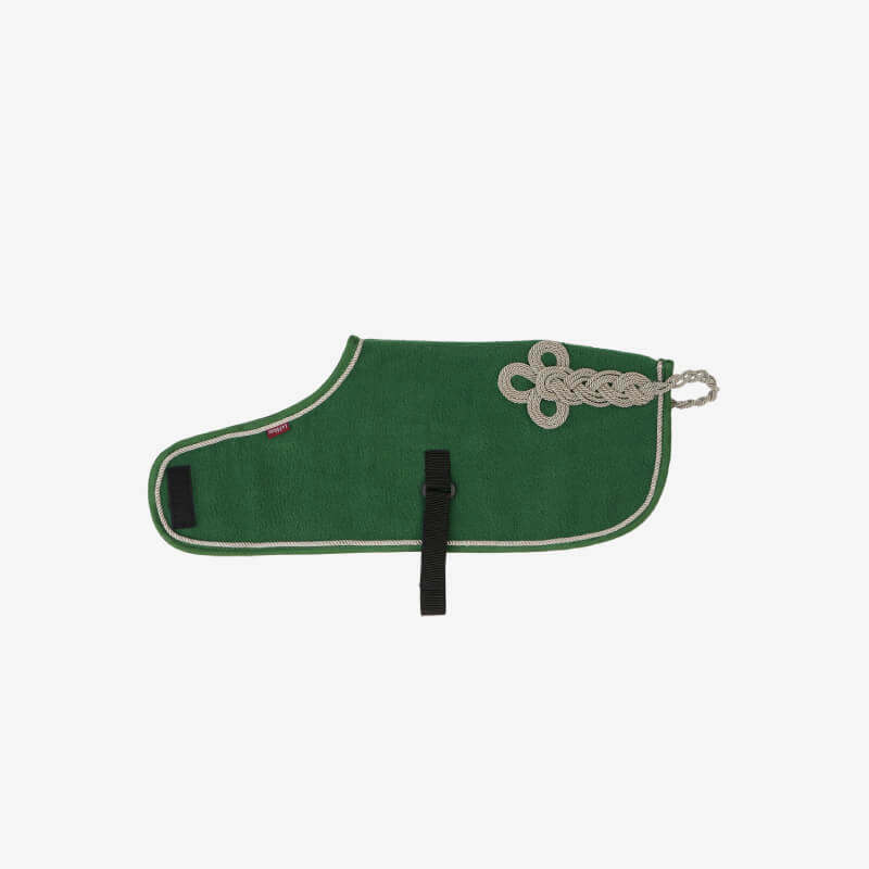 LeMieux Toy Pony Rug Hunter Green with beige cord and black strap, inspired by LeMieux Fleece Rug.
