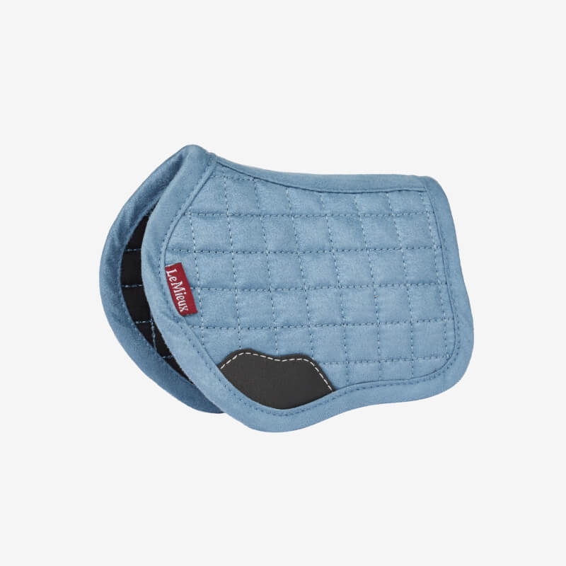 LeMieux Toy Pony Pad Ice Blue with black patch and red label on white background.
