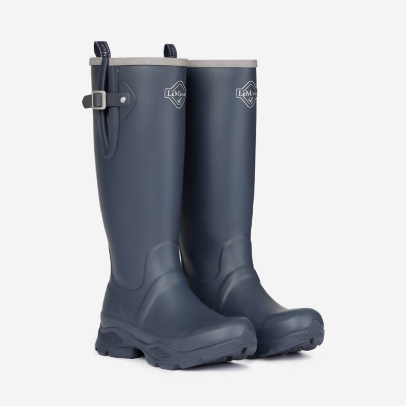 LeMieux Ultra Stride Wellington Boots Navy—waterproof comfort with side buckles.