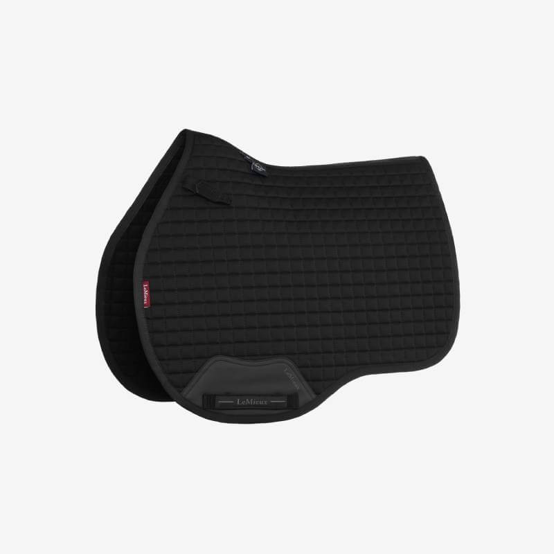 LeMieux Cotton GP Square Black saddle pad with rounded edges for horse comfort.
