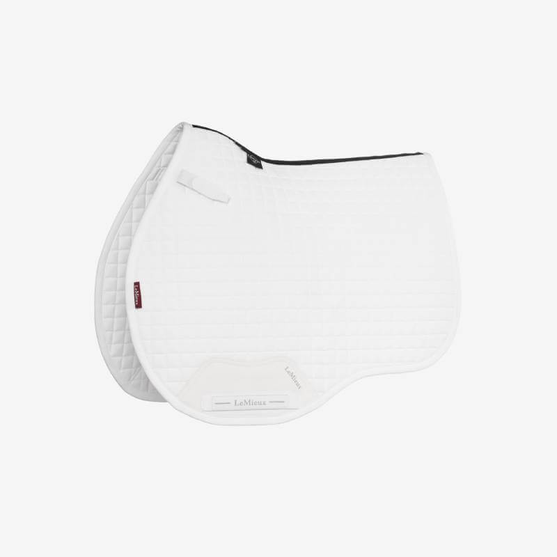 LeMieux Cotton GP Square White saddle pad features a contoured shape for horse comfort.