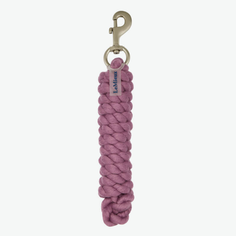 LeMieux Polycotton Leadrope Mallow—durable, stylish rope with silver clasp for daily horse use.