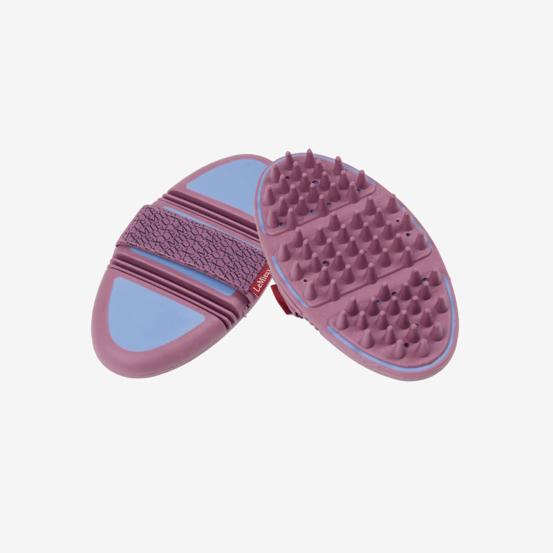 LeMieux Flexi Massage Brush Powder Blue with textured spikes and elastic strap.