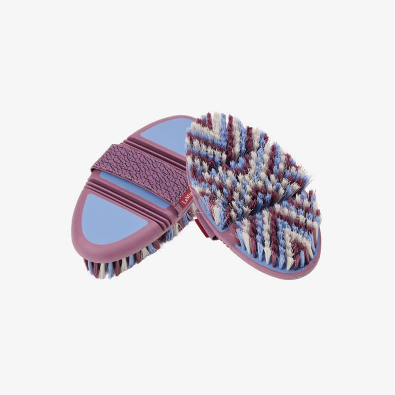 Two LeMieux Flexi Soft Body Brushes in powder blue with chevron soft bristles and grip pads.