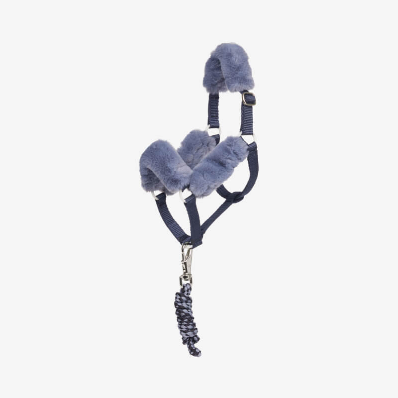 LeMieux Hobby Horse Comfort Headcollar &amp; Leadrope Navy, fleece-lined, on white background.