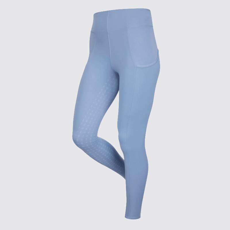 LeMieux Naomi Pull On Breech in powder blue, featuring side pockets on a plain background.