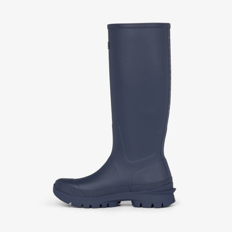 LeMieux Bramshaw Welly Navy—tall, thick sole, adjustable calf, waterproof. Side view on white.