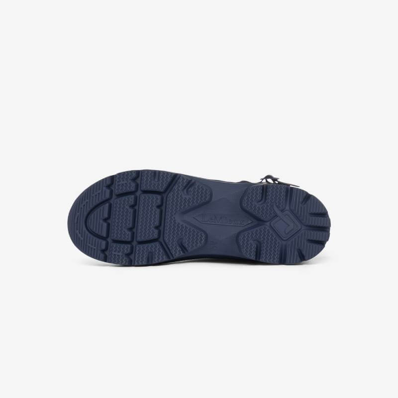 LeMieux Bramshaw Welly Navy sole, durable rubber with textured grip, seen from the bottom.