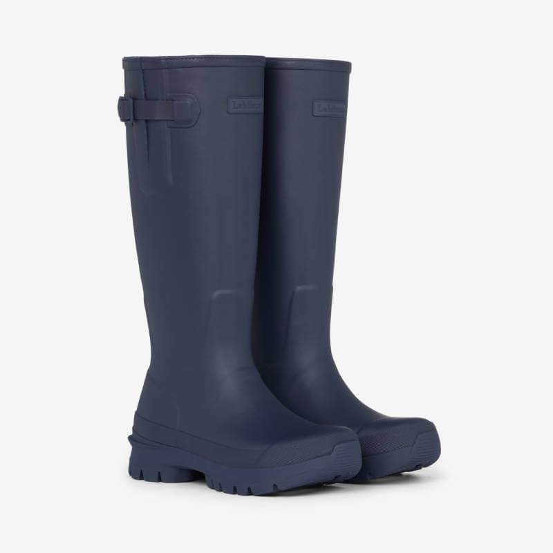 LeMieux Bramshaw Welly Navy: waterproof boots with thick soles, side buckle, and calf gusset.