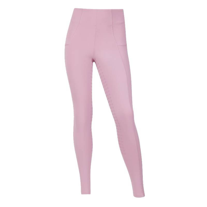 LeMieux Orla Pull On Breech Fondant: high-waisted, pink, side pockets, full seat grip.