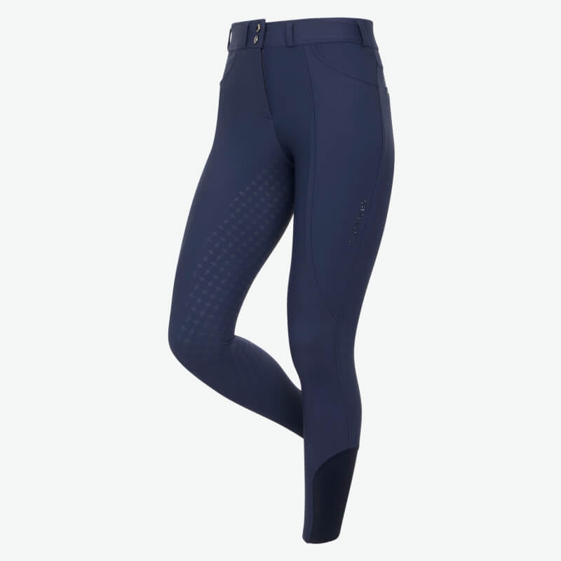LeMieux Brilliance Full Seat Breeches Navy with belt loops and four-way stretch.