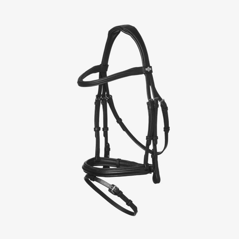 LeMieux Arika Flash Bridle Black/Silver shown against a white background.