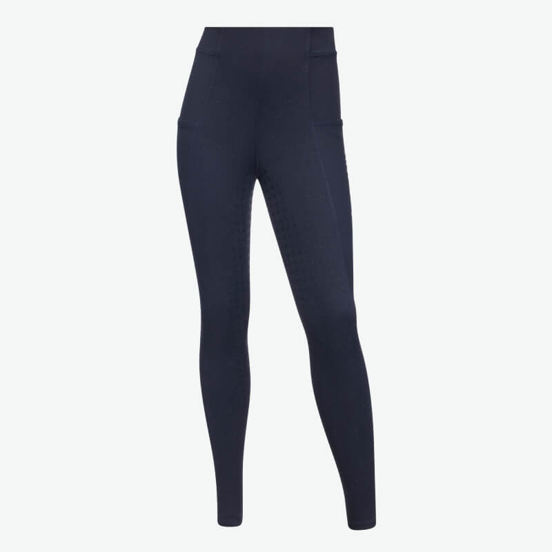 LeMieux Young Rider Sparkle Orla Pull On Navy tights shown on a plain white background.