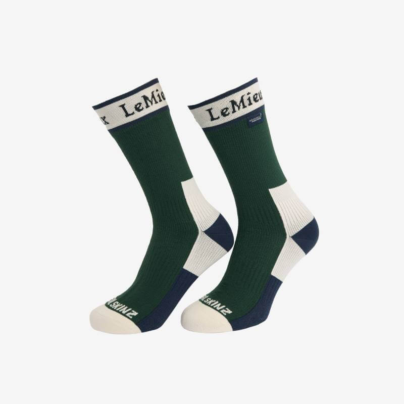 LeMieux x Sealskinz green waterproof socks offer breathable comfort for horse riding.